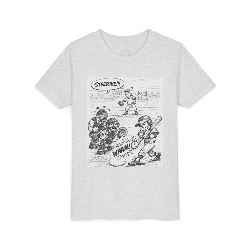 WHAM! Game Day Heroes™ – Youth Baseball Cartoon Tee (Front & Back)