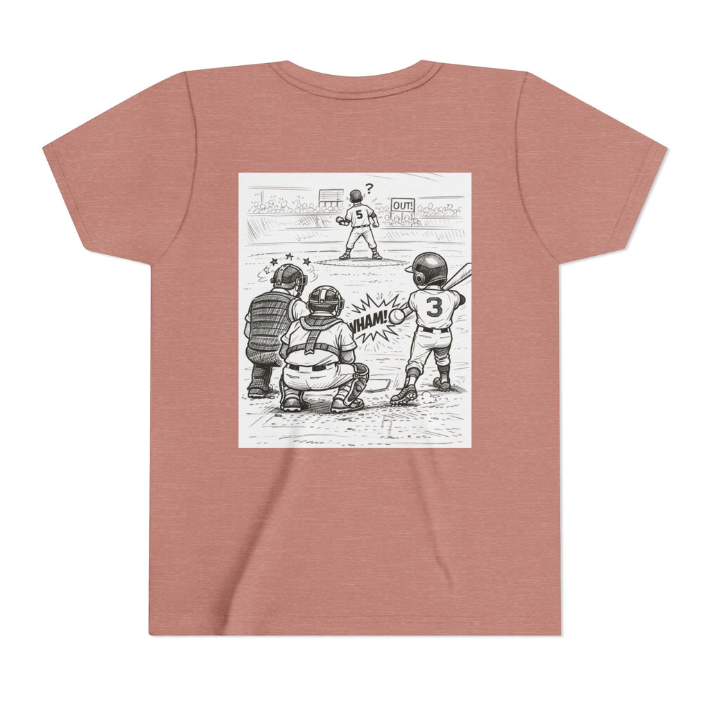 WHAM! Game Day Heroes™ – Youth Baseball Cartoon Tee (Front & Back)