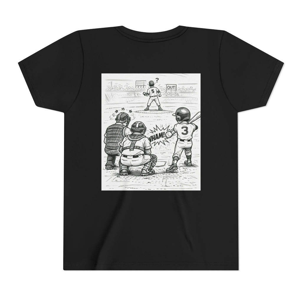 WHAM! Game Day Heroes™ – Youth Baseball Cartoon Tee (Front & Back)