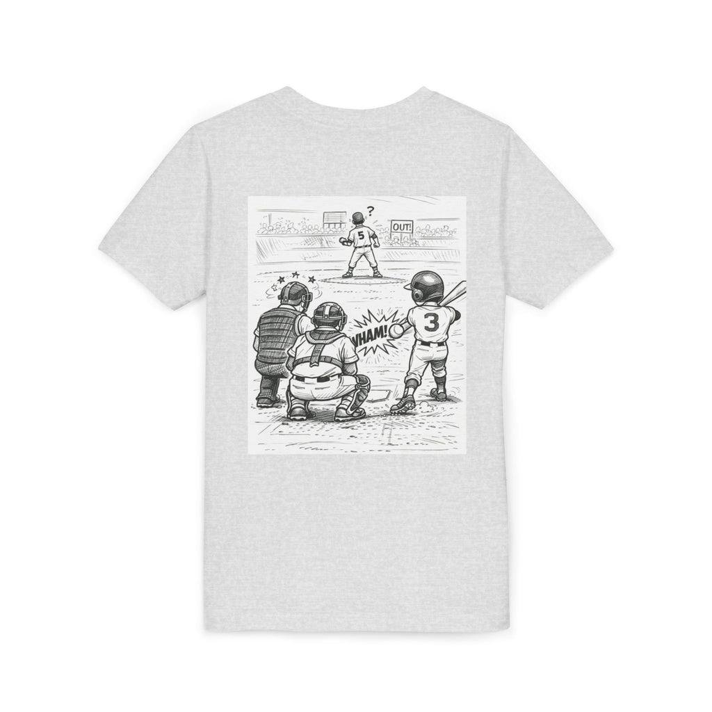 WHAM! Game Day Heroes™ – Youth Baseball Cartoon Tee (Front & Back)