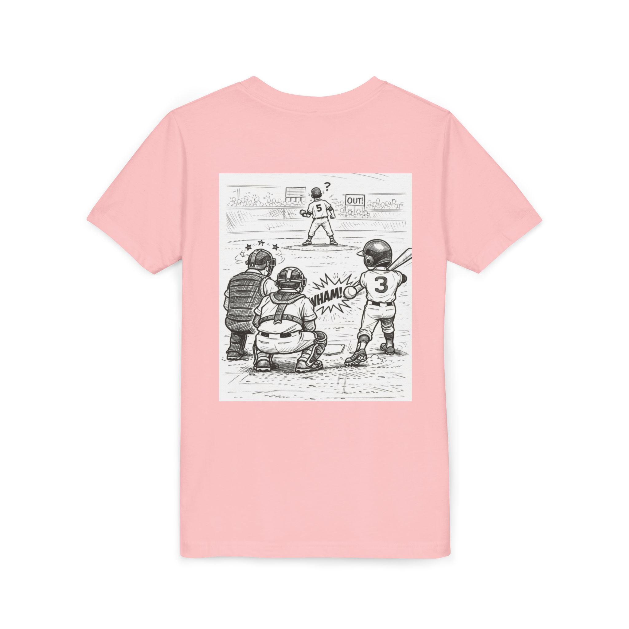 WHAM! Game Day Heroes™ – Youth Baseball Cartoon Tee (Front & Back)