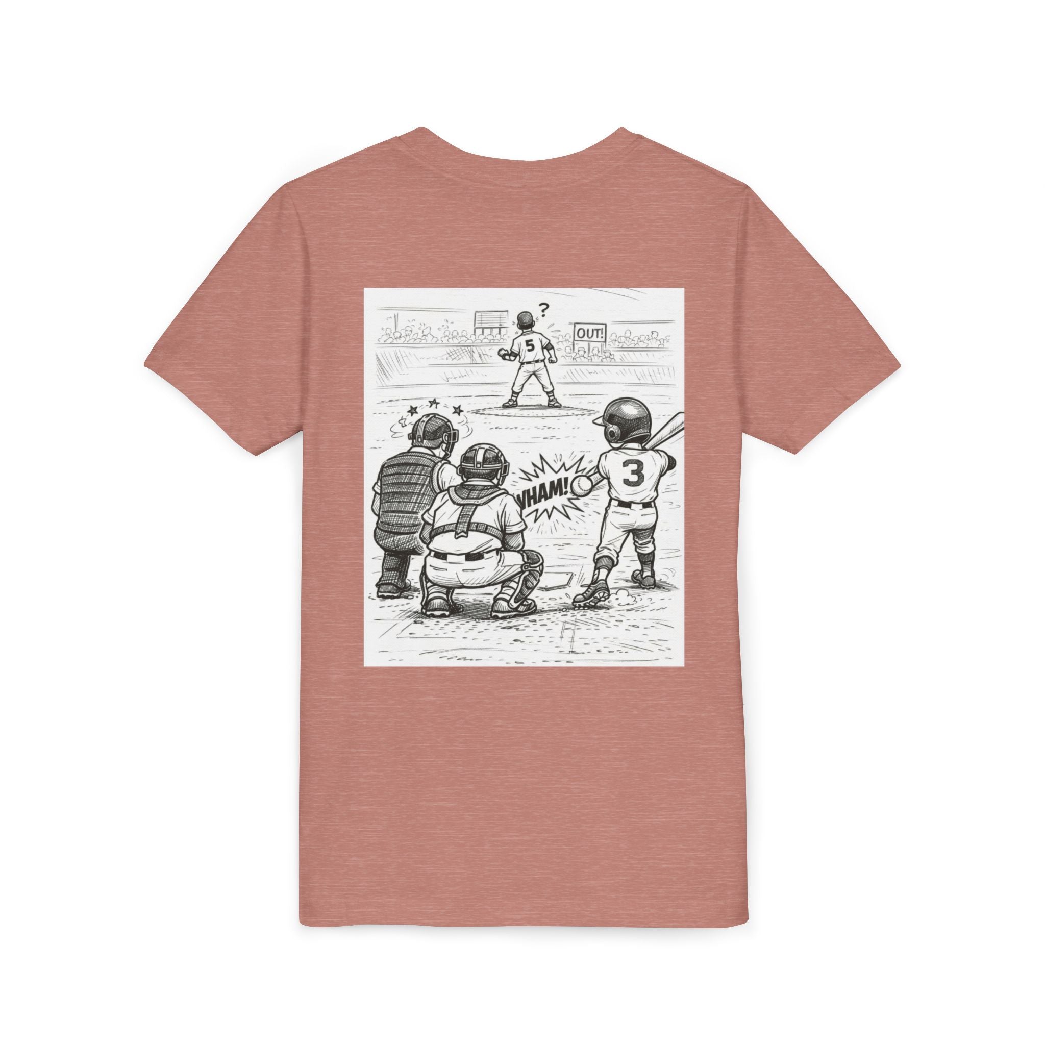 WHAM! Game Day Heroes™ – Youth Baseball Cartoon Tee (Front & Back)