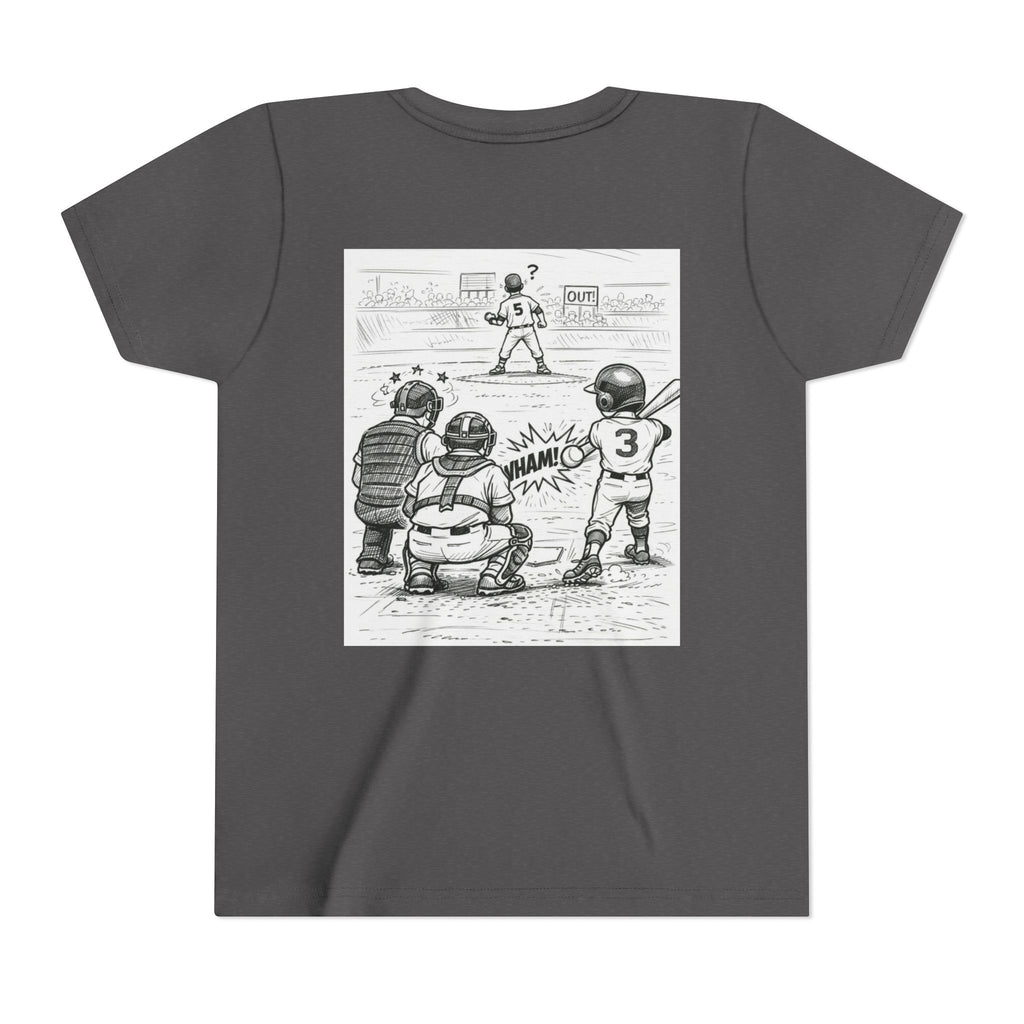 WHAM! Game Day Heroes™ – Youth Baseball Cartoon Tee (Front & Back)