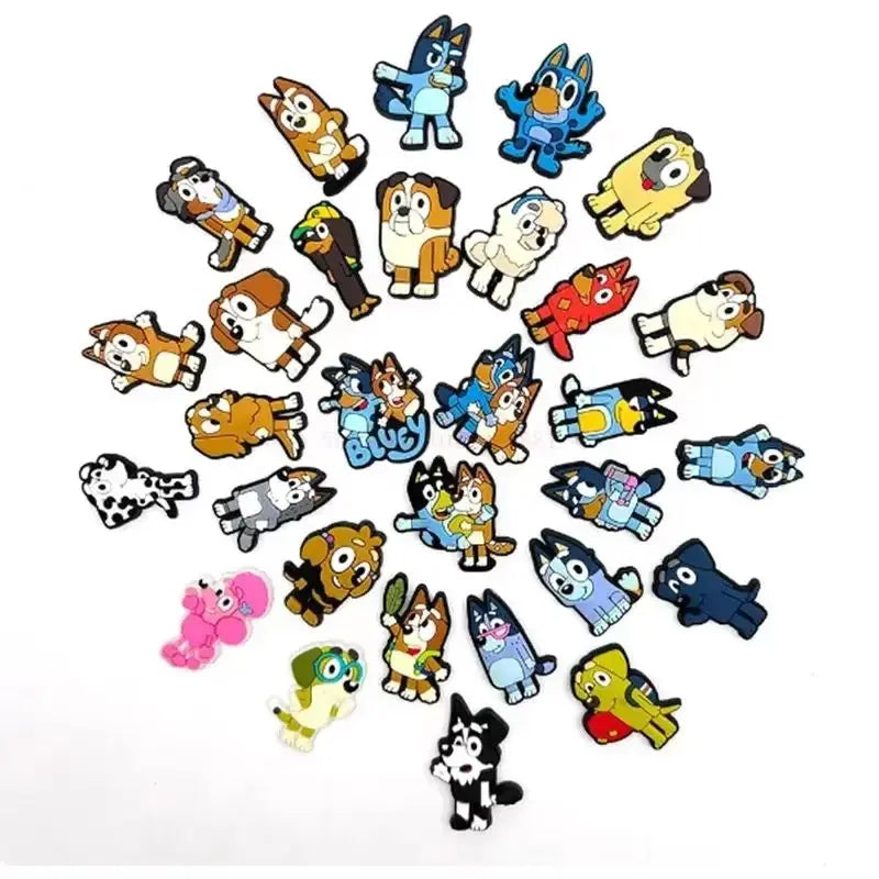 15/30pcs Bluey Collection Shoe Charms For Croces Diy Shoe Decorations Accessories For Sandals Decorate And Kids Birthday Gifts