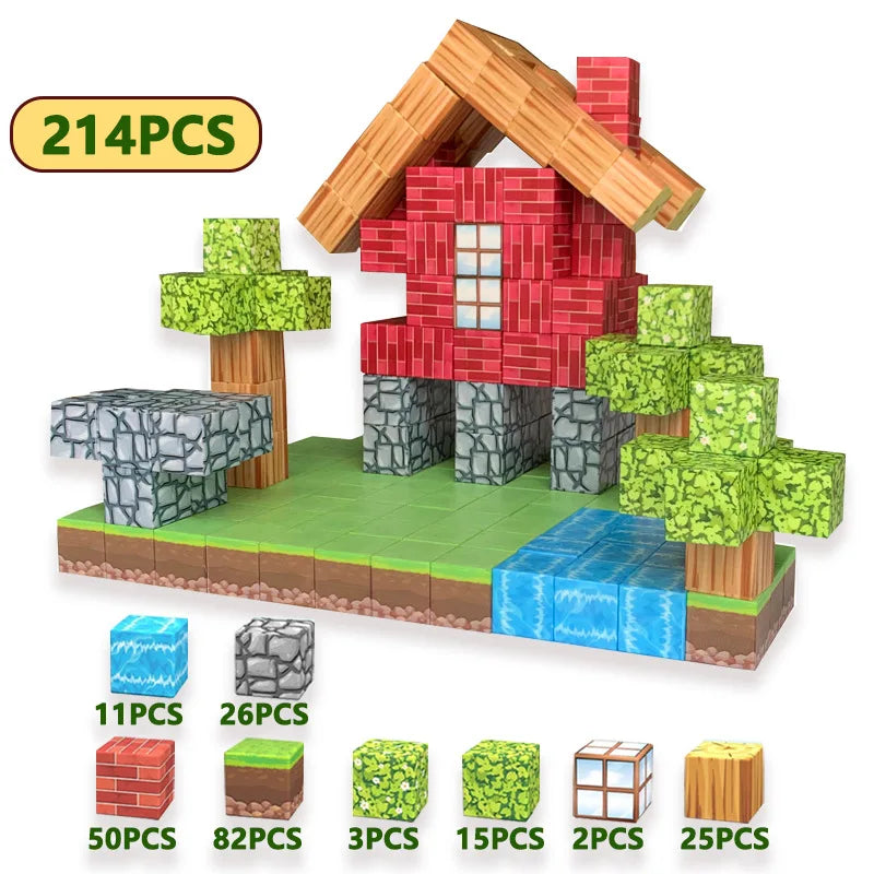 100pcs Magnetic Blocks Mine World Magnetic construction set For Girl Children toys Age 3+ DIY Stem Montessori Sensory Toy