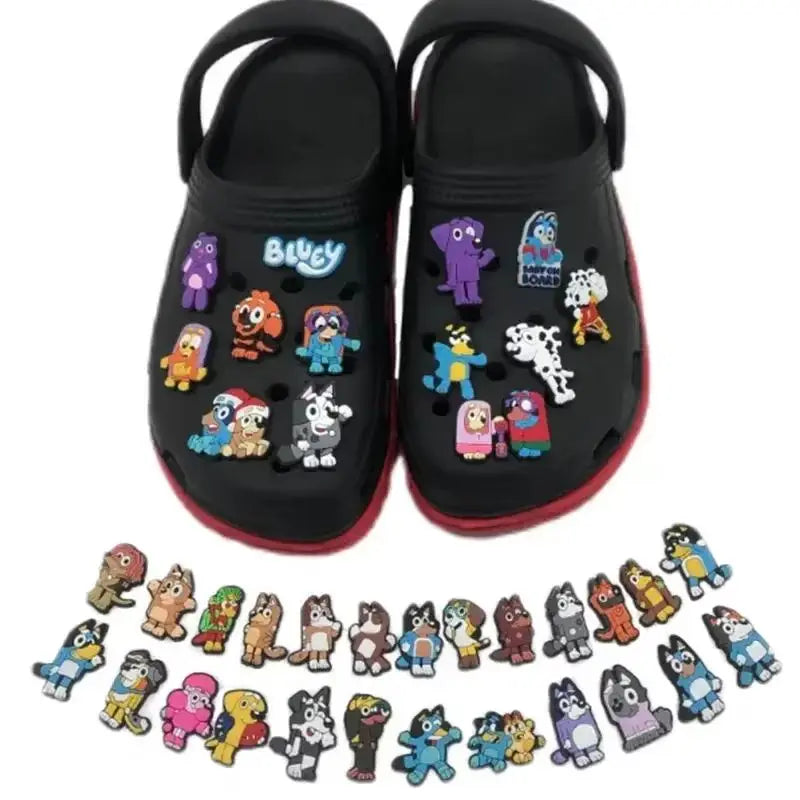 15/30pcs Bluey Collection Shoe Charms For Croces Diy Shoe Decorations Accessories For Sandals Decorate And Kids Birthday Gifts